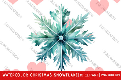 Watercolor Christmas snowflake clipart