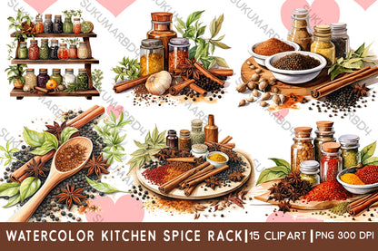 Watercolor kitchen Spice Rack clipart