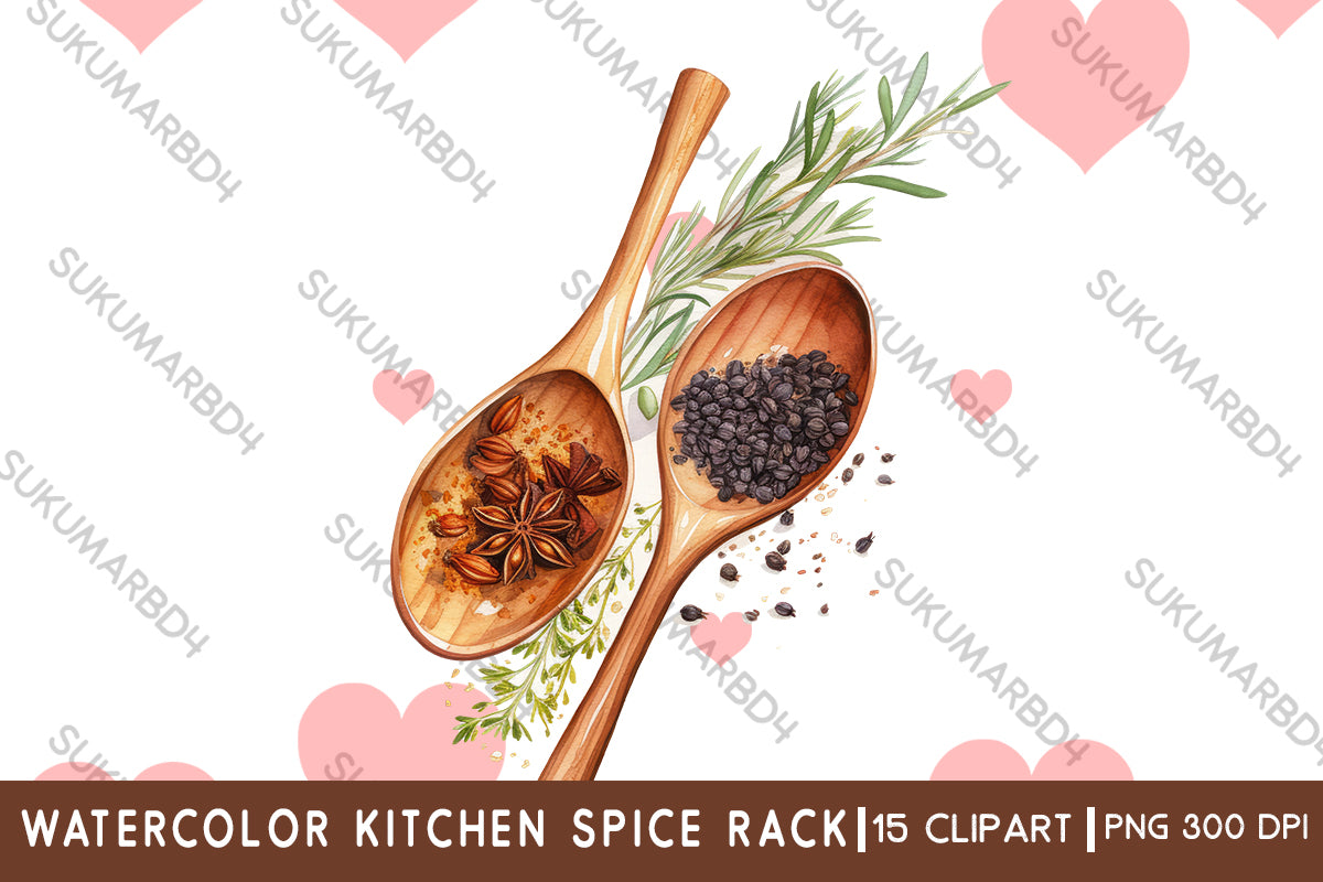 Watercolor kitchen Spice Rack clipart