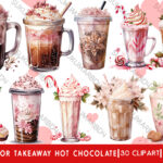 watercolor takeaway hot chocolate clipart