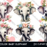 Watercolor Baby elephant clipart (1)