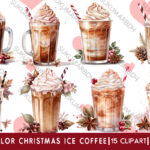 Watercolor Christmas ice coffee clipart (1)