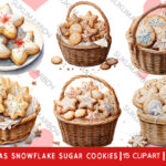 Watercolor christmas Snowflake Sugar Cookies clipart (1)