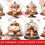 Watercolor christmas cloche filled clipart (1)