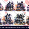 Watercolor halloween haunted house clipart (1)