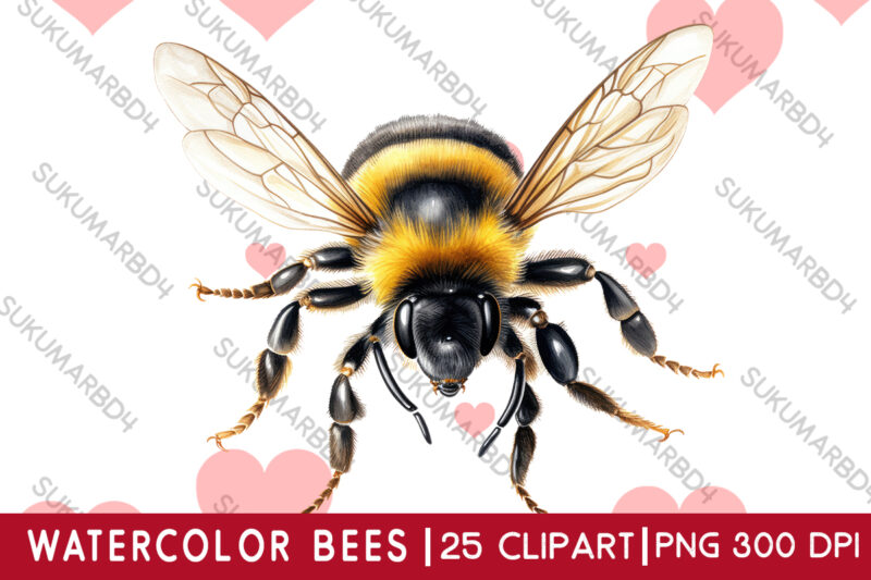 watercolor bees clipart